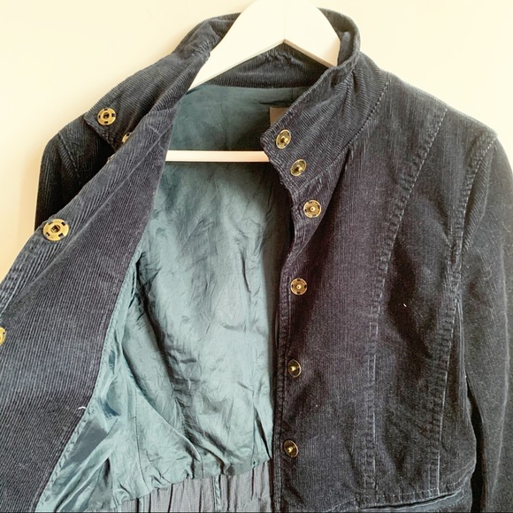 Mexx Navy Blue Cropped Blazer Corduroy Ruched 6 - Picture 6 of 11